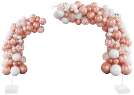 Kit de arco para globos, 2,5 m y 1,5 m, soporte ajustable para globos, con base rellenable de agua, se puede doblar libremente para cumpleaños, bodas, graduaciones, color blanco