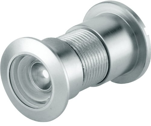 Prime-Line U 10314 Door Viewer, 15/16 In. x 130 Degree, Diecast Housing, Glass Lens, Solid Brass End Caps, Satin Nickel Finish (Single Pack)