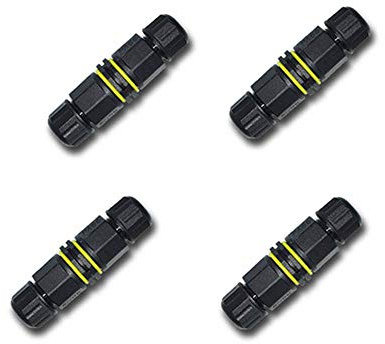 Set of 4 NUZAMAS 3 Pin Waterproof Connector Outdoor Junction Box IP68 Electrical Connectors for 4.5mm-10mm Cable, Outdoor, Garden, Christmas Light, Street Light, Led Lamp, Solar Supplies
