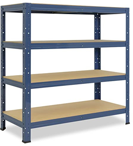 shelfplaza Home 100x80x50cm Schwerlastregal blau mit 4 Böden x 175kg | Kellerregal · Lagerregal · Metallregal · Regale für Kellerraum · Steckregal · Abstellraum Regal