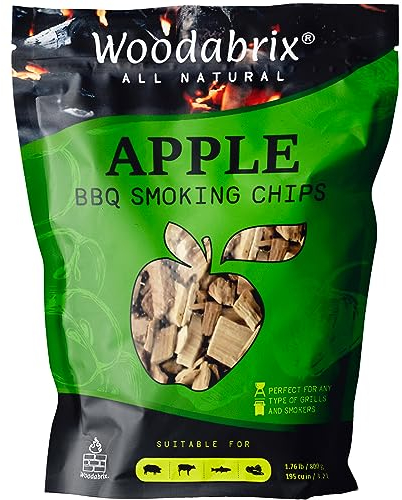 Woodabrix Apple Wood Chips I BBQ Wood Chips are suitable for Charcoal, Gas and BBQ/Smoker I 100% Natural and Eco-friendly I 800 grams (3.2 Litre / 195 cu in)