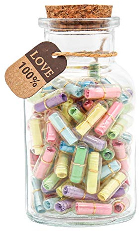 HSXIANG Capsule Letters Message in a Bottle Glass，Capsule Message for Boyfriend/Girlfriend，Love Letter for Valentines Day,Birthday, (Mixed Color 100PCS)