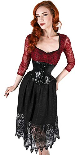 Naveed Damen Lack PVC Unterbrust Korsett Lack Corsage für starkes Taillentraining (46, Schwarz)