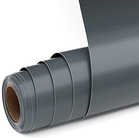 UIOK Vinylfolie plotter möbelfolie matta grå självhäftande film, 30 x 45 m vinyl plotterfolie rullar, självhäftande film för cricut och andra pysselskärare, gör-det-själv dekorativ film (grå)