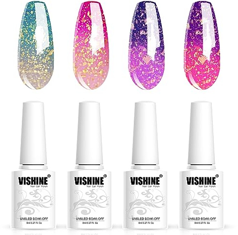 Set di Smalti Vishine - 4 Colori Gel Che Cambiano Con la Temperatura Termica UV LED C037
