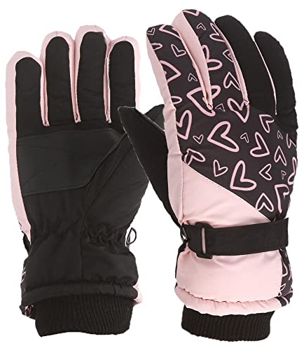 Kinder Skihandschuhe, Snowboard Handschuhe Schneehandschuhe wasserdichte und Winddichte Winter Fäustlinge für 5-9 Jahre Mädchen und Jungen Skifahren Snowboard Reiten Laufen Wandern Radfahren