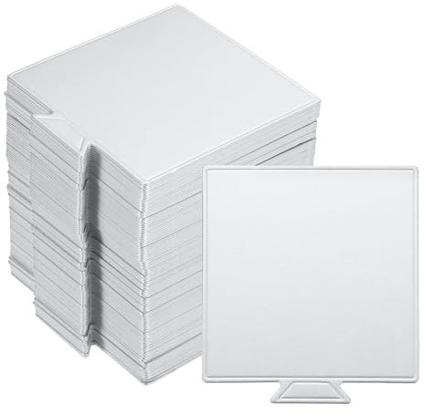 sourcing map 200pcs Mini Cake Boards, Mousse Cake Cardboards Square Cake Bases Plates Cupcake Dessert Displays Base Tray for Cupcakes, Cakes, Pastries Base - Grease Proof (Silver Tone)