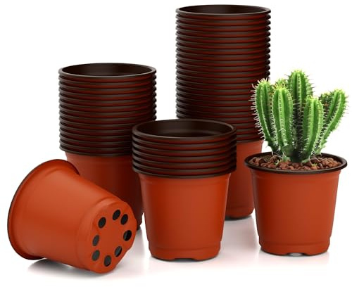 muyurra 100Pcs Plastic Plant Pots,Small Plant Pots,Flower Pots,Plastic Flower Pots,Seed Seedling Pots,Flower Nursery Pots,Seedlings, Flowers, Vegetable, Succulent, Herbs, Cuttings, Transplanting