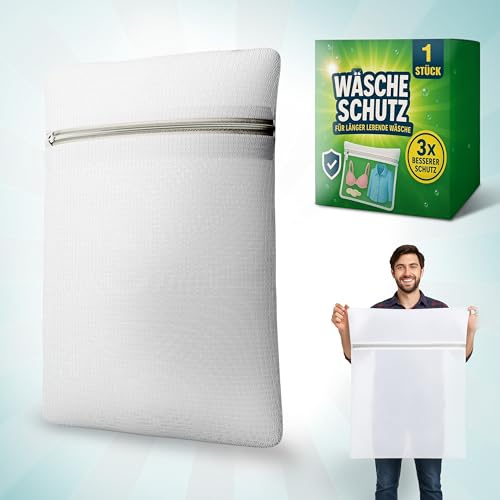 Wäschenetz Groß – Wäschesack Groß für Decken, Gardinen & Jacken – Wäschenetz für Waschmaschine gross – XXL Waschbeutel für große Wäsche – Reißfestes Netz für Schonwaschgang 1 Stück