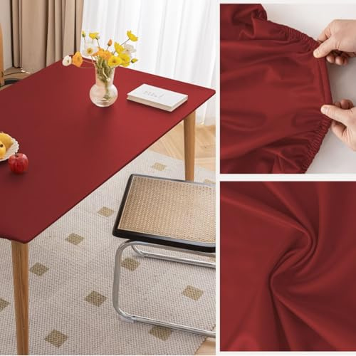 Morbuy Rectangulaire Nappe Imperméable Cuir PU Anti-salissure Nappe de Table Lavable et Facile d’Entretien Ménage Table Basse Nappe pour Cuisine Extérieure Jardin salon (Rouge,Table 60X120cm)
