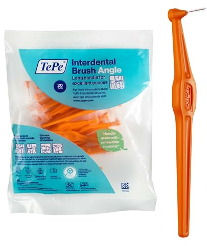TePe Angle Interdentalbürste, Orange, 0,45 mm/ISO 1, 20 Stk., Zahnwischenraumreinigung, Plaque-Entferner für kleine Zahnlücken