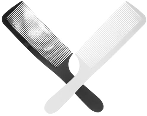 DINHEAROM Pettine Curvo Professionale per Taglio Chioma Piatti 2 Pezzi in Polimero per Uomo Bianco Uso Professionale e Chioma Bagnati e Asciutti per Parrucchiere