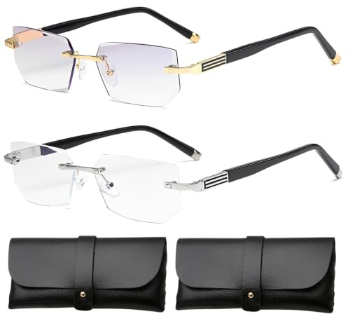 4 Pcs Auto Focus Glasses Self Adjusting, Adjustable Focus glasses for Men with Smart Zoom Technology, Varifocal G lasses for Reading and Professional Use, Four-Piece Set with Black Studs 2.0 mm