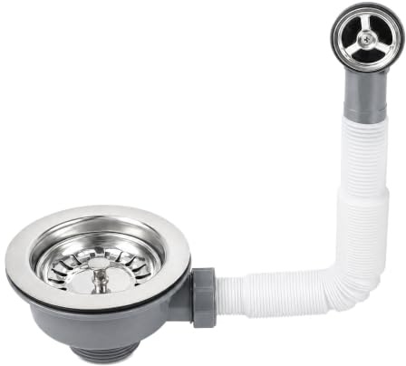 Kitchen Sink Waste Kit, Stainless Steel Sink Overflow Kit Basket Strainer | 114mm Basket Strainer Stainless Steel Sinks Waste Strainer Overflow Pipe Filter Plug for Bathroom Kitchen Hotel