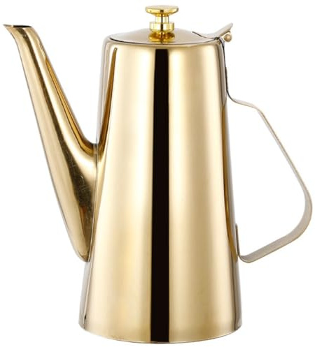 Uonlytech Hervidor de Agua de Acero Inoxidable de 1.5l Dorado con Colador Desmontable, Fácil de Limpiar y Conveniente para Hacer Té en Casa o Restaurante