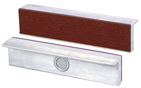 Heuer 111180 Schraubstockbacken (Schutzbacken rechtwinkelig; planparallel; integrierte Spezialmagnete; passend zu Schraubstock 180 mm; Material: Aluminium; Fiber) integriertekk