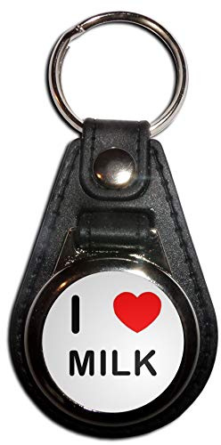 I Love Milk - Black Plastic Medallion Key Ring
