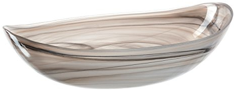 Leonardo Alabastro Glas-Schale, ovaler Design Teller aus Glas, handgefertigte Deko-Schale in beige, 9 x 32 x 22 cm (HxBxT), 031219