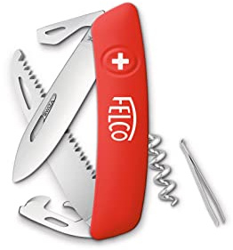 FELCO 505 Schweizer Taschenmesser, Klappmesser/Schnappmesser/Taschenwerkzeug mit 10 Funktionen, inkl. Korkenzieher und Säge, Robuste Klinge aus Edelstahl, Kratzfester Griff