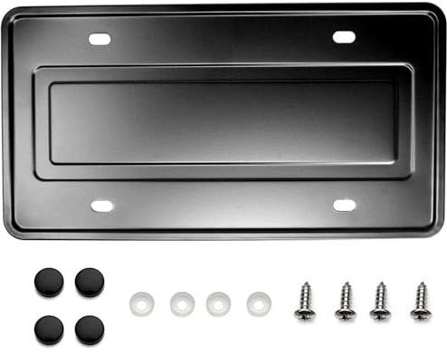 Stainless Steel License Plate Durable Car Tag Holder Backing Reinforce Bracket (Black)