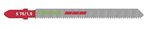 Festool Stichsägeblatt S 75/1,5/5 für Kunststoffprofile, 5 Stück | HCS-Stahl, Neutralverzahnung, T-Schaft - rot codiert für Kunststoff, Zahnteilung 1,5 mm, max. 30 mm Werkstückstärke