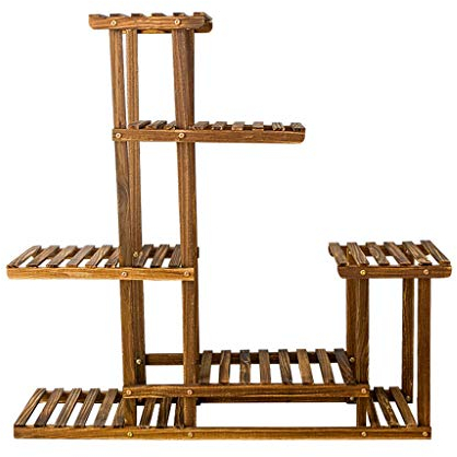 Exquisit Blumentreppe Blumenregal Pflanzentreppe aus Holz Blumenständer für Innen Außen Garten Balkon Wohnzimmer Pflanzenregal Aussen Draußen Leiterregal Dekoratives Fenster