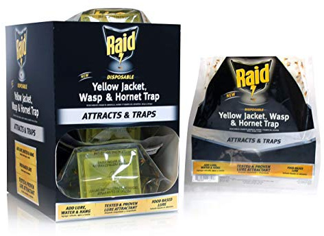 Raid Yellow Jacket, Wasp & Hornet Trap, 6 Pack, Disposable, Convenient, Hanging Fly Trap Bags with Food-Based Lure, No-Spray Outdoor Fly Traps Suitable Defense for Yards, Patios & Campsites