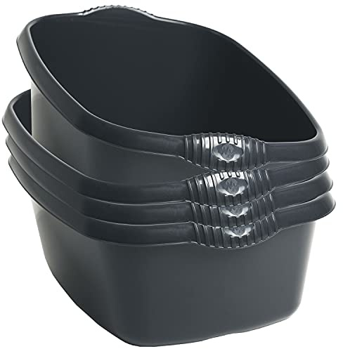 #11 4x Schüssel Set schwarz 12L 39x32cm rechteckig Kunststoff Spüle