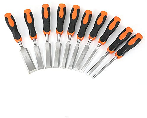 Cinceles para madera Juegos de formones de 8 piezas cinceles para madera de acero al cromo vanadio cincel de madera de agarre suave para artesanía en madera bricolaje carpintería
