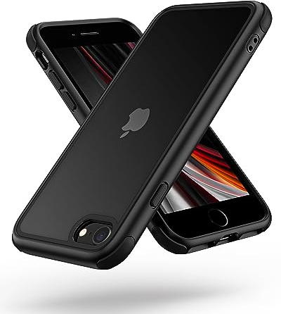 MobNano Compatible with iPhone SE 2020/2022 5G and iPhone 7/8, Ultra Thin Hybrid Case, Soft TPU Shockproof Bumper Anti Scratch Cover for iPhone 7/8/SE2020/SE2022 - Black