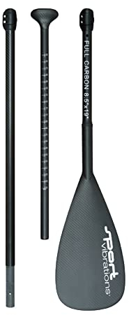 Sport Vibrations® 3 teilig SUP Paddel 100% FullCarbon - 720 Gram Superlight - 8'5x19' Autoklave Carbon-Handle-Antitwist - ABS Schlagschutz
