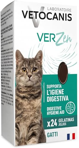 VETOCANIS - Bouchées VerZen, Aide à l'Hygiène Digestive pour Chat - Aliment Complémentaire pour Chats Adultes - Cure de 7 Jours - 24 Bouchées - 120g