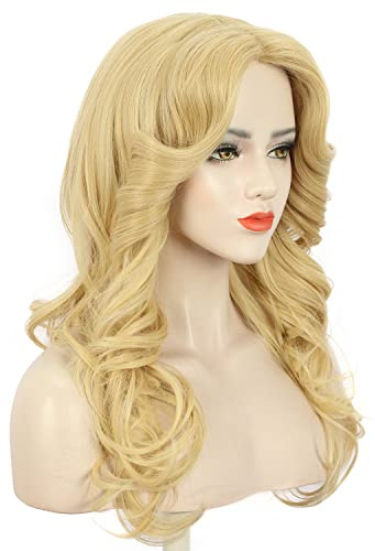 Karlery Frauen 70er Stil Feder lange blonde Perücke | Wellpappe Disco Vintage Kostüm Perücke für Party Mode Accessoire