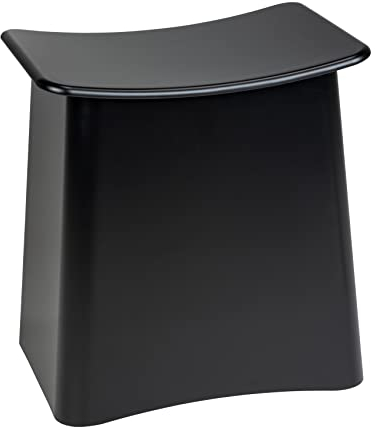 WENKO Badhocker Mod. Wing 2 in 1 Sitzhocker und Wäschekorb mit Deckel und herausnehmbarem Wäschesack Kunststoff 33 L 45 x 48 x 33 cm Schwarz