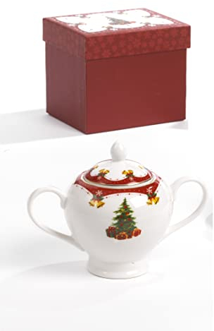 PABEN Azucarero con árbol de Navidad 11 cm de porcelana con caja de regalo Nàvel