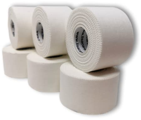 LisaCare Sport Tape - 6 Rollen 3,8cm breit - Sport Tapes - Fußball Tape - Athletic Tape - Tape Sporttape starker Halt & leicht zu reißen - für jede Sportart & Lebenssituation (6er-Set weiß) | Sport Tapes - Tape Sporttape starker Halt & leicht zu reißen - für jede Sportart & Lebenssituation (6er-Set weiß)