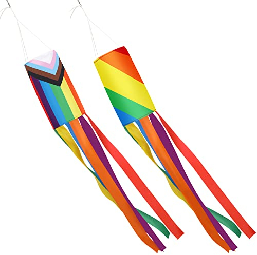 39 Inch Rainbow Column Windsock Flag, NOVWANG Rainbow Flag Gay Pride Flag Rainbow Windsock Flag Rainbow Flag Hanging Decoration for Outdoor Backyard LGBT Banner Decoration