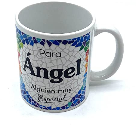 PLUS HOME Taza personalizada con nombre. Regalos personalizados con nombre y texto. Tazas con frases originales.ÁNGEL