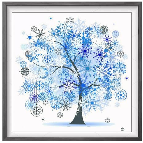 LOMTRATS Kit per punto croce su tela prestampata da 11 ct, kit per ricamo fai da te, ricamo, artigianato, albero della vita, inverno, per principianti o principianti, 45 cm * 45 cm, DHC00007D