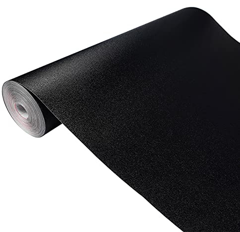 Klebefolie Möbel und Auto 45x490 cm | Tuningfolie und Lackschutzfolie - selbstklebend und zuschneidbar | Möbelfolie und Auto-Folie für Schutz und kreatives Design | Schwarz Matt Geprägt Strukturiert