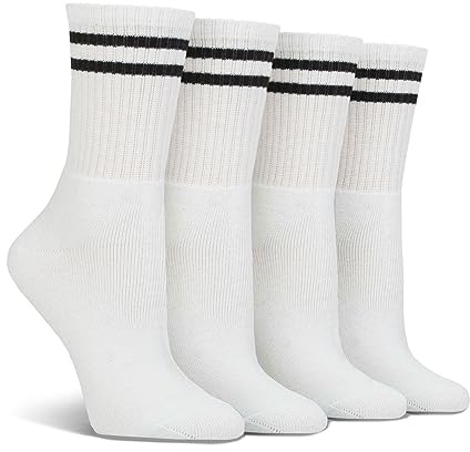 Spairs Women's Leisure Sport Socks 4 Pairs Size 4-8 | Fully Cushioned Foot, Performance Yarn, Soft, Comfortable, Breathable, Crew Length, Multipack