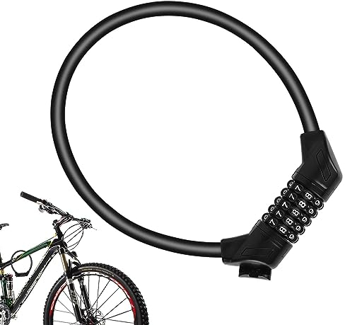 Tragbares Fahrradschloss,Anti-Verlust-Schlüsselloses Kabelschloss mit 5-stelligem Code für Sicherheit - Fahrradausrüstung, Fahrradzubehör für Mountainbikes, Rennräder, Roller, Türen Chaies