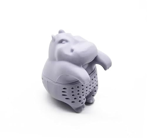 Kreative Silikon teeei, Niedliches teeei für losen tee, Interessantes tee ei sieb-Diese tee sieb macht die Teezeit angenehm(Graues Nilpferdbaby)