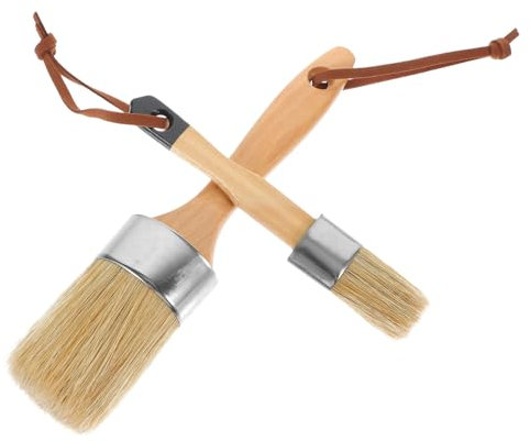DOITOOL 2stücke Möbelpinsel und Tapetenpinsel mit Holzgriff für Holzfarbe Wandpinsel und Terrassenpinsel zum Streichen Borstenpinsel für Beize und Farbe