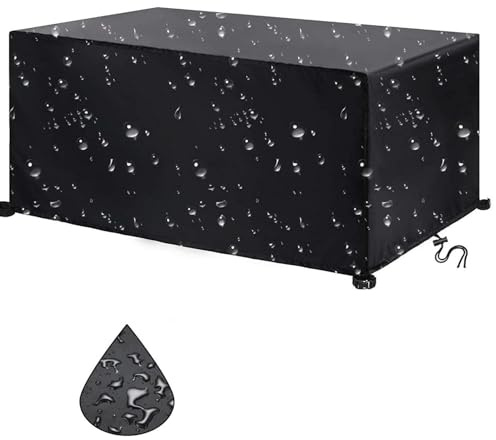 Housse Salon De Jardin Exterieur - 250x115x75cm Housse Table De Jardin Bache Table De Jardin Impermeable Housse De Protection Housses Pour Mobilier De Jardin Anti-Uv Résistant Rectangulaire -Noir
