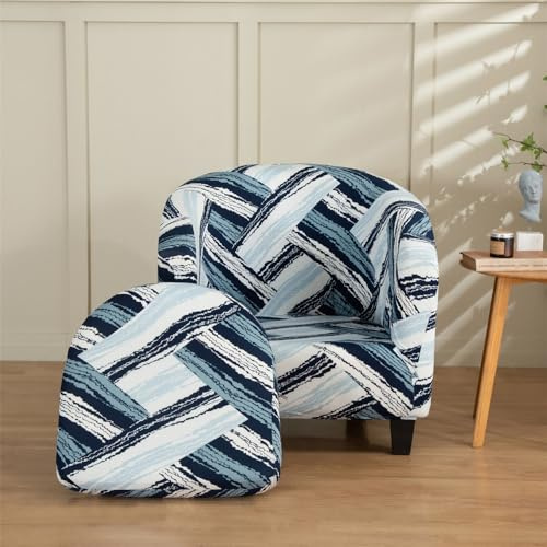 Morbuy Sesselbezug Stretch, 2er Set Sessel Überzug Universal Sesselhussen Waschbar Sesselüberzug Hussen Cocktailsessel Clubsessel Überzug - Weich, Elastisch (Abstraktes Blau)