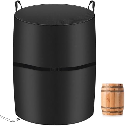 KRRRSJDJ Copertura Protettiva Botte in Legno Impermeabile,(60×60×100cm) Barile di Vino Copri Antivent,Coperture Botte per Arredamento con Fune e Maniglia,420D Oxford Resistente allo Strappo (Nero)