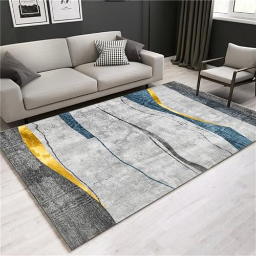 RUGMRZ Wohnzimmer Möbel Fleckerlteppich grau-Blauer klassischer unregelmäßiger geometrischer Design-Wohnzimmerteppich pflegeleicht Teppich Mädchen 50X80CM