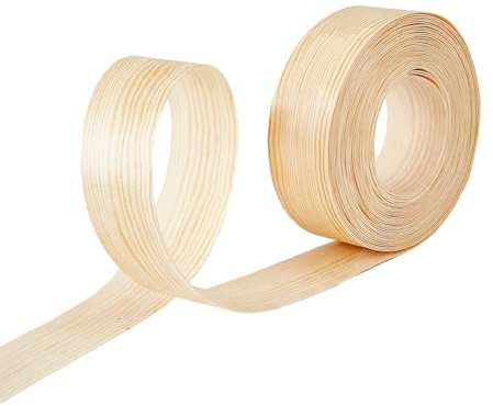 SUPERFINDINGS Rollo de 32 pies de chapa de madera, tiras de cantos prepegadas, tiras de bordes de madera contrachapada de trigo, cinta de madera flexible, tiras de chapa de madera auténtica, largas y