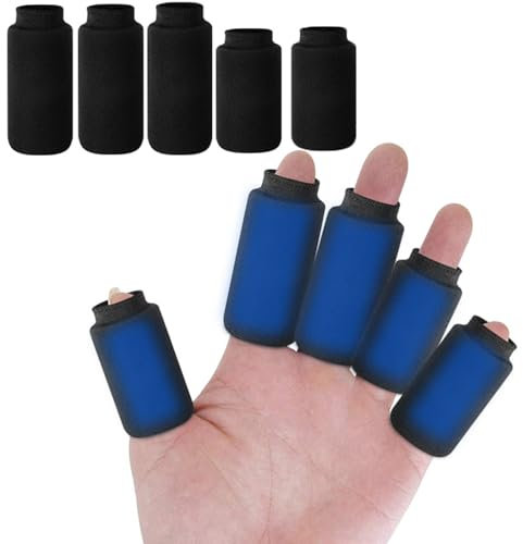 ThreeH 5Pcs Finger Ice Pack Reusable Hot Cold Therapy Gel Ice Sleeves for Finger Toe Injuries Tendonitis and Swollen,Black